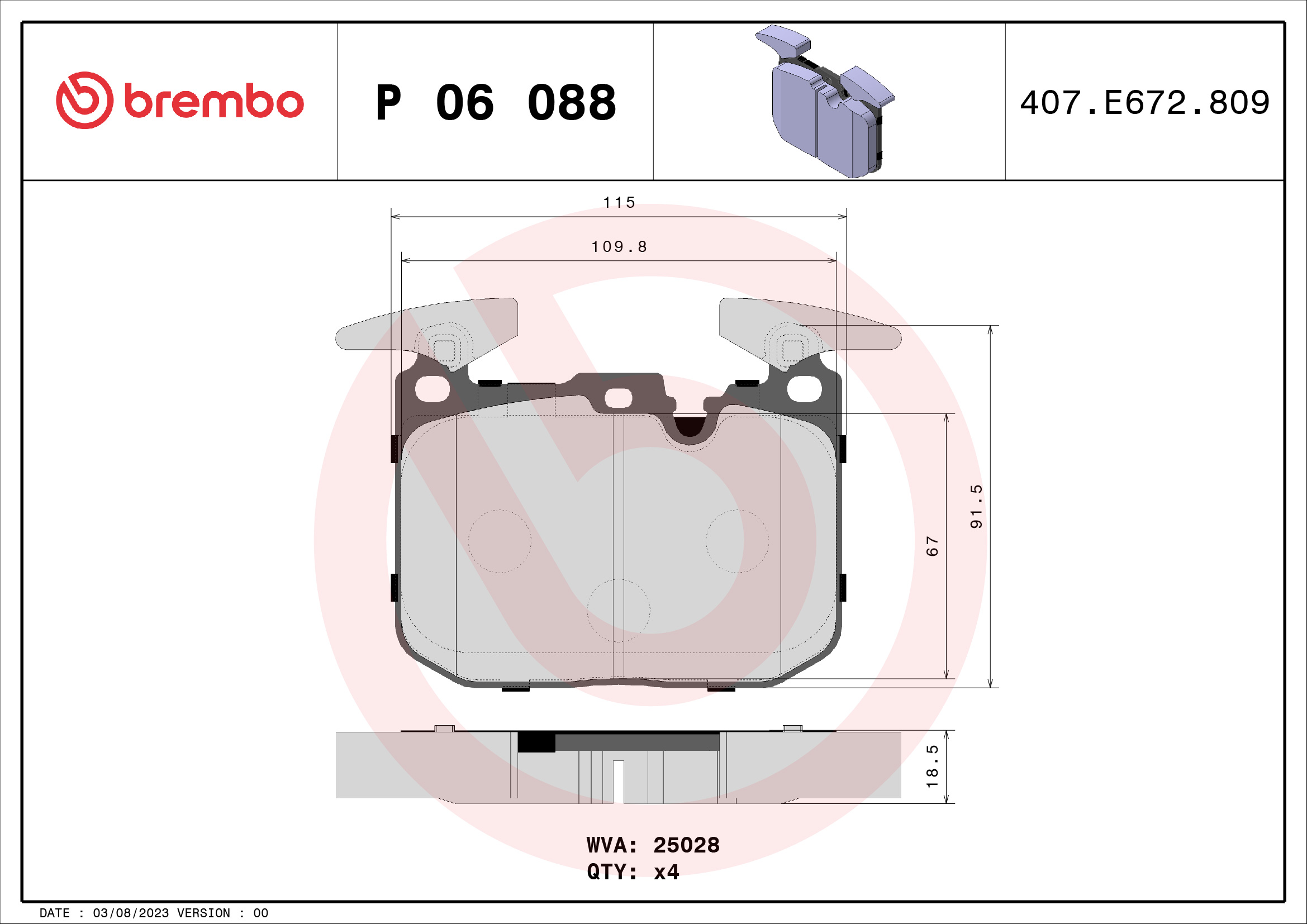 A.B.S. P 06 088 BREMBO Bremsbelagsatz, Scheibenbremse